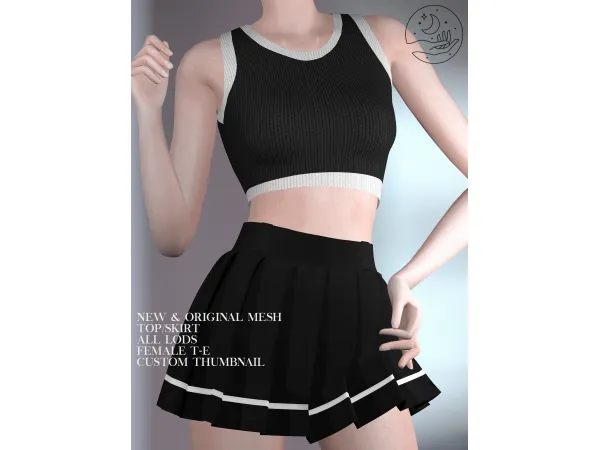 Alpha SALEM TOPPLATED SKIRT by moonrise sims - The Sims 4 Custom Content