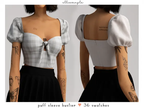 Alpha elliesimple puff sleeve bustier - The Sims 4 Custom Content