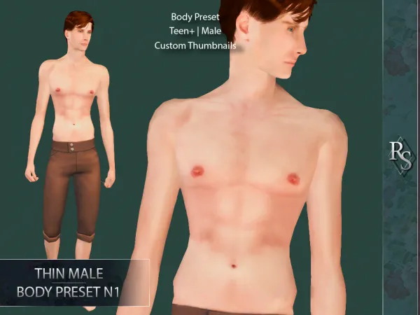 Mix Thin Male Body Preset by Revolution Sims - The Sims 4 Custom Content