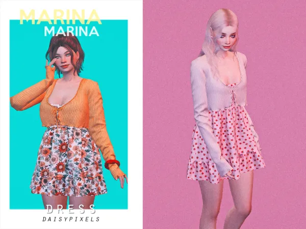 Alpha Marina Dress Cardigan ( ) by daisypixels - The Sims 4 Custom Content