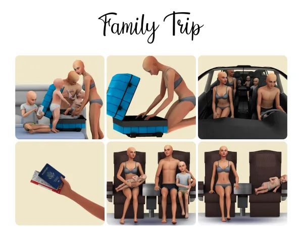 Mix Family Trip Posepack (Patreon Early Access) - The Sims 4 Custom Content