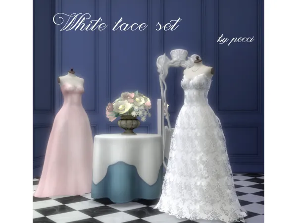 Mix White Lace set by pocci - The Sims 4 Custom Content