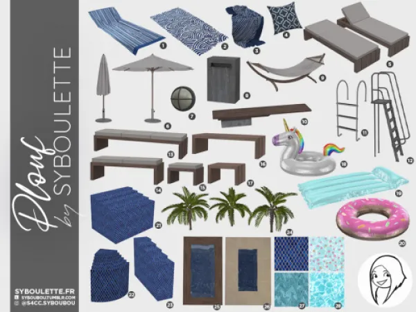 Alpha PLOUF POOL SET - The Sims 4 Custom Content