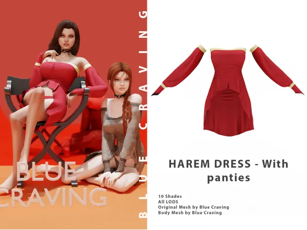 Alpha Harem Dress by bluecraving - The Sims 4 Custom Content