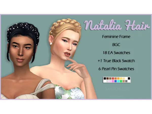 Maxis Match Natalia Updo and Pearl Pin Accessory creamforbreakfast by ice - The Sims 4 Custom Content
