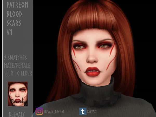 Mix Blood Scars V1 by Reevaly - The Sims 4 Custom Content