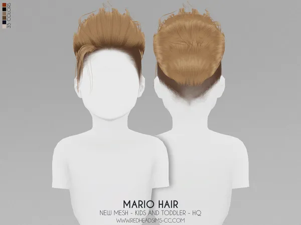 Alpha MARIO HAIR KIDS AND TODDLER VERSION by redheadsims - The Sims 4 custom content