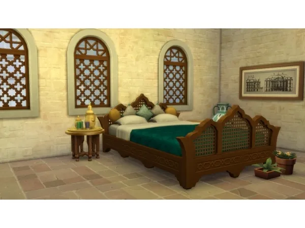 Maxis Match Courtyard Oasis Bed - The Sims 4 Custom Content