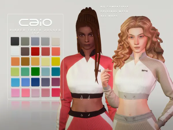 Maxis Match Ribbed Track Jogger Top - The Sims 4 Custom Content