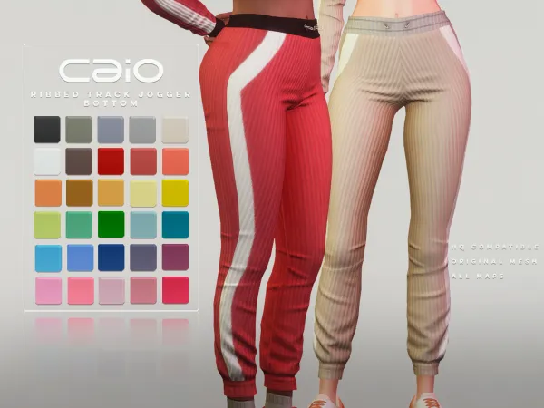Maxis Match Ribbed Track Jogger Bottom - The Sims 4 Custom Content