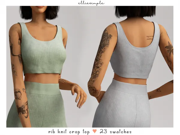Alpha Elliesimple Rib Knit Crop Top - The Sims 4 Custom Content