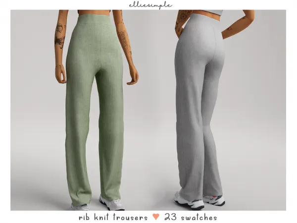 Alpha Elliesimple Rib Knit Trousers - The Sims 4 Custom Content