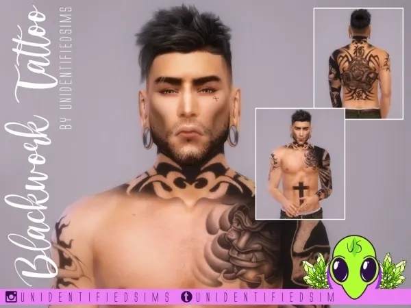 Mix Blackwork Tattoo - The Sims 4 Custom Content
