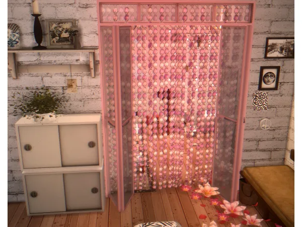 Maxis Match Cyberpunk Sequin Doorway Curtain - The Sims 4 Custom Content