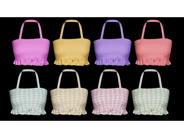 Alpha Frill Halter Neck Top by simmerkatex - The Sims 4 custom content