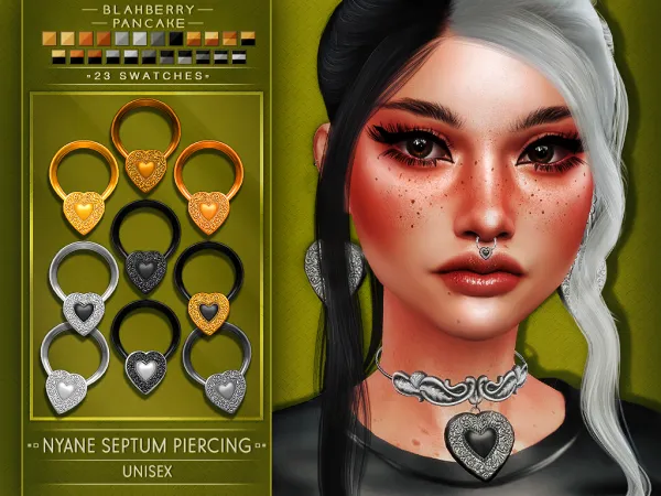 Alpha BlahberryPancake Nyane Septum Piercing (unisex) - The Sims 4 Custom Content