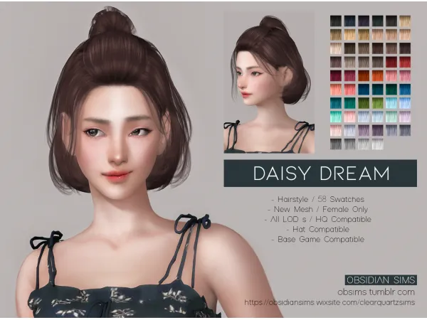 Alpha DAISY DREAM HAIR New mesh by OBSIDIAN SIMS - The Sims 4 Custom Content