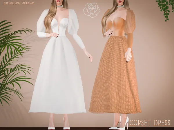Alpha Vintage Corset Dress BRsims - The Sims 4 Custom Content
