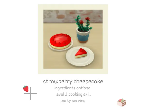 Maxis Match strawberry cheesecake by Littlbowbub - The Sims 4 Custom Content