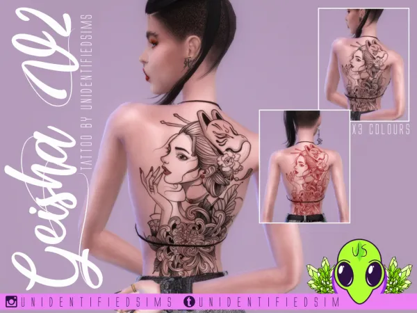 Mix Geisha V2 Tattoo - The Sims 4 Custom Content