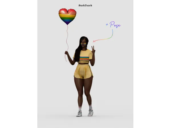 Alpha pride heart balloon pose - The Sims 4 Custom Content