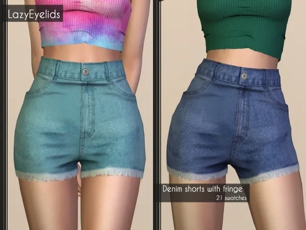 Alpha Denim shorts with fringe - The Sims 4 Custom Content