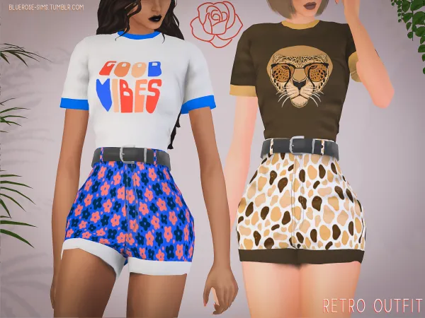 Mix Retro Outfit BRsims - The Sims 4 Custom Content