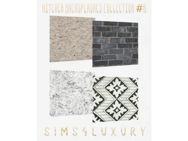 Alpha [ PUBLIC FREE ] Kitchen Backsplashes 6 by Sims4Luxury - The Sims 4 Custom Content