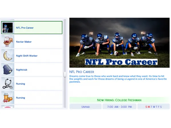 Maxis Match NFL Pro Career by SimsStories13 - The Sims 4 Custom Content