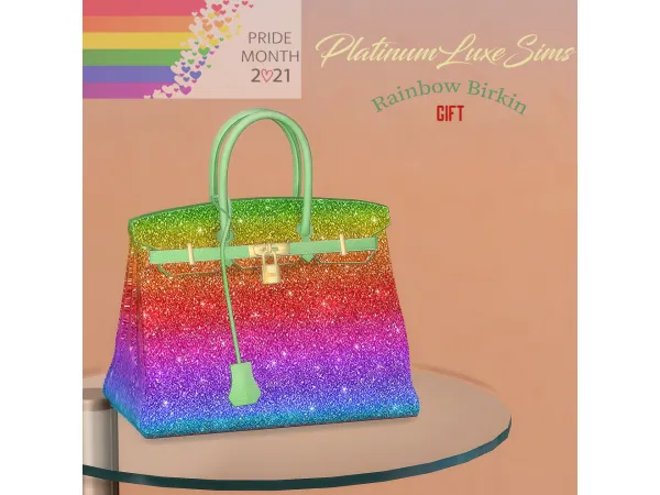 Alpha Pride Month Free Gift Rainbow Birkin by PlatinumLuxeSims - The Sims 4 Custom Content