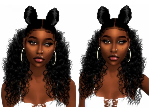 Alpha Two Bun UpDown hair For all ages - The Sims 4 Custom Content