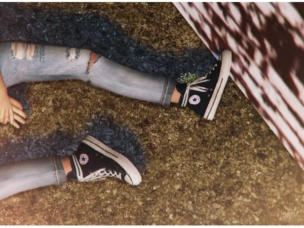 Alpha MMSIMS Positive Sneakers Flowers - The Sims 4 Custom Content