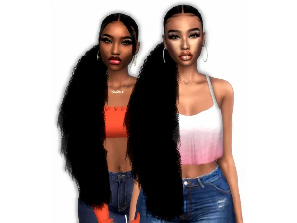 Alpha Long curly Side ponys and two ponys for all ages - The Sims 4 Custom Content