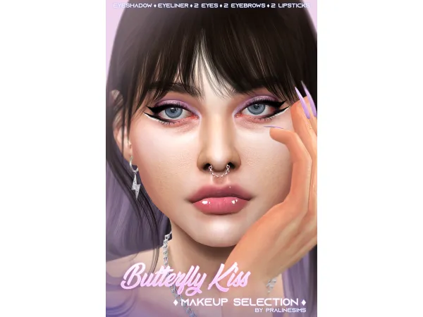 Mix BUTTERFLY KISS Makeup Selection by Pralinesims - The Sims 4 Custom Content