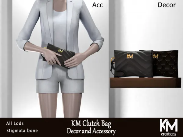 Alpha KM Clutch Bag Decor Accessory - The Sims 4 Custom Content