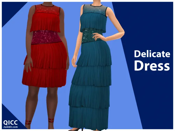 Maxis Match Delicate Dress by Quirky Introvert CC - The Sims 4 Custom Content