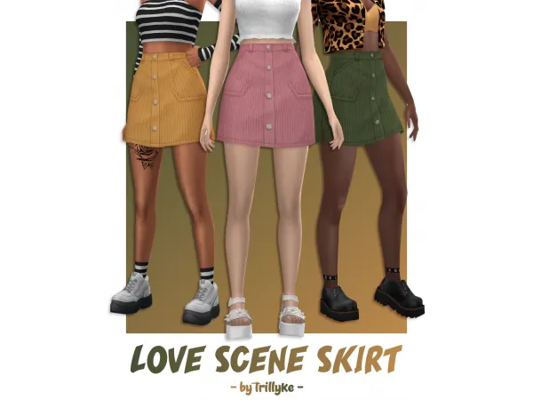 Maxis Match Love Scene Skirt by Trillyke - The Sims 4 Custom Content