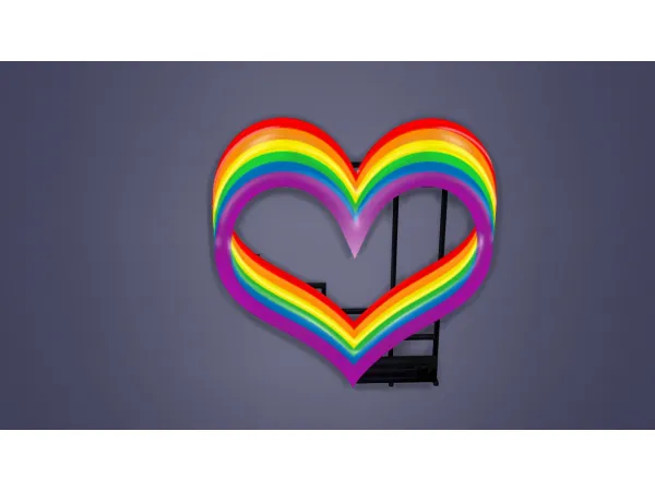 Maxis Match LGBTQA Neon Love Heart Sign by Serinion - The Sims 4 Custom Content