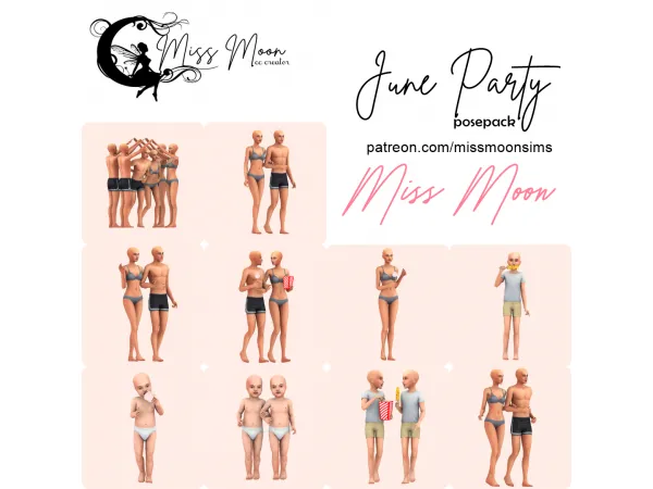 Mix June Party posepack - The Sims 4 Custom Content