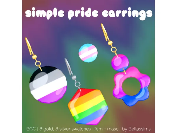 Maxis Match Pride Earrings Set by Bellassims - The Sims 4 Custom Content
