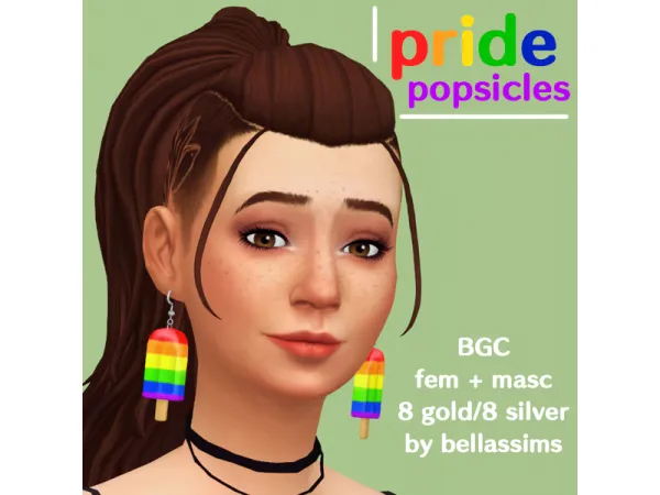 Maxis Match Pride Popsicle Earrings by Bellassims - The Sims 4 Custom Content
