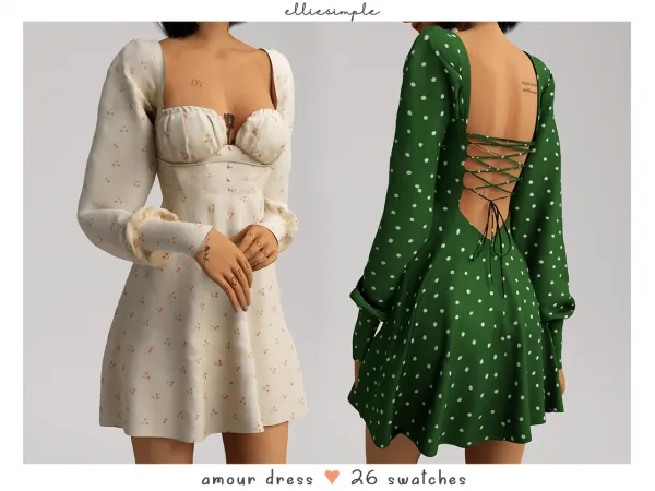 Alpha elliesimple amour dress - The Sims 4 Custom Content