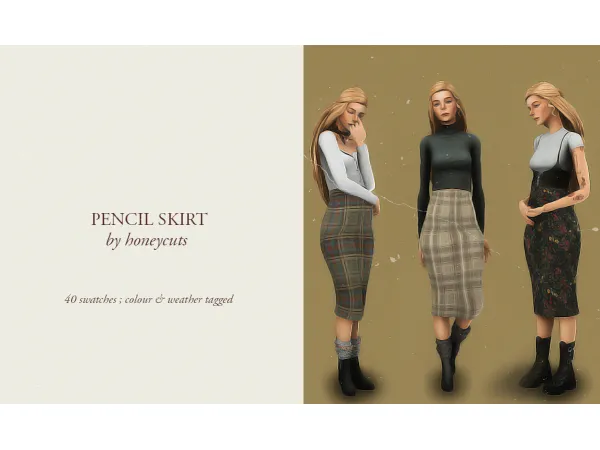 Maxis Match pencil skirt by honeycuts - The Sims 4 Custom Content