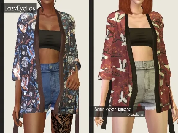 Alpha Satin open kimono - The Sims 4 Custom Content