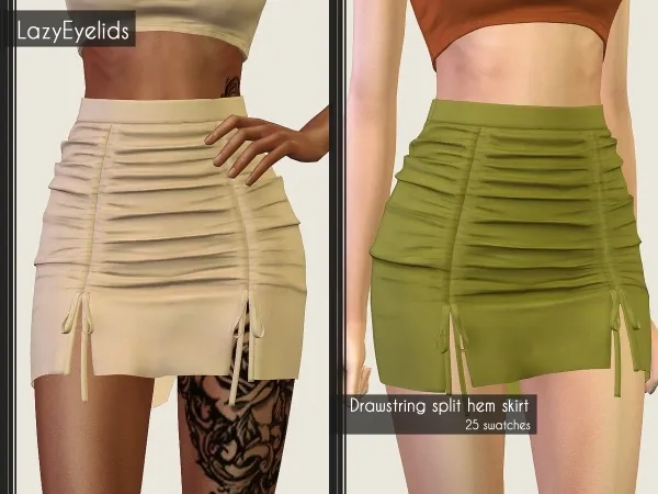 Alpha Drawstring split hem skirt - The Sims 4 Custom Content