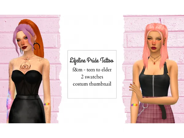 Mix Lifeline Pride Tattoo Simmer by NekoChan - The Sims 4 Custom Content