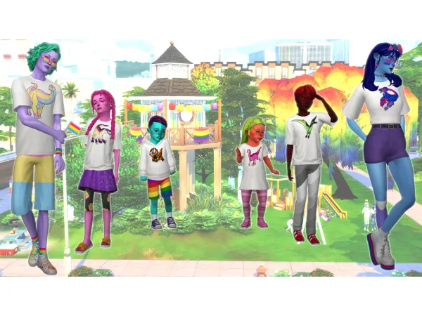 Maxis Match Pride o Saur shirt collection by FiftyMileHighClub - The Sims 4 Custom Content