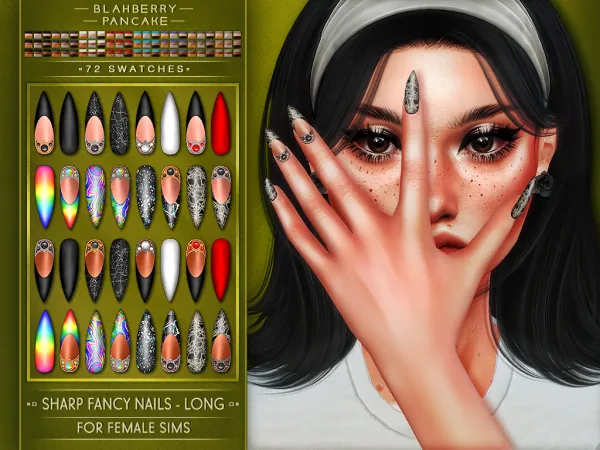 Alpha Blahberry Pancake Sharp Fancy Nails Long by blahberry-pancake - The Sims 4 Custom Content