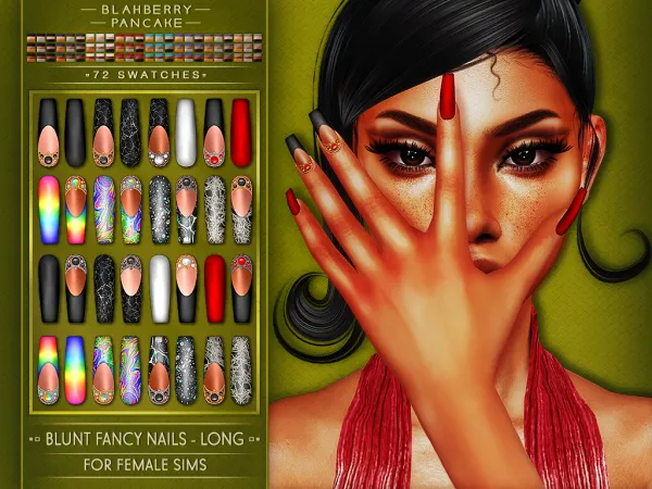 Alpha Blahberry Pancake Blunt Fancy Nails Long by blahberry-pancake - The Sims 4 Custom Content
