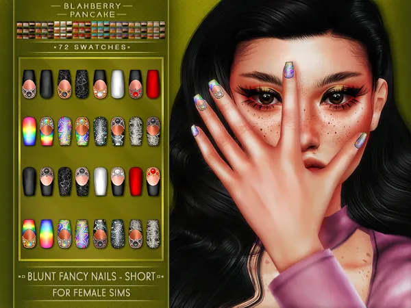Alpha Blahberry Pancake Blunt Fancy Nails Short by blahberry-pancake - The Sims 4 Custom Content